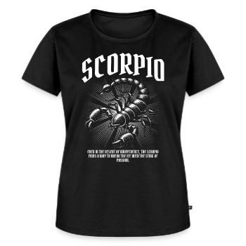 Skorpion – Stachel der Leidenschaft - Frauen Premium Bio T-Shirt - Schwarz - Vorne - Selfina (174cm)