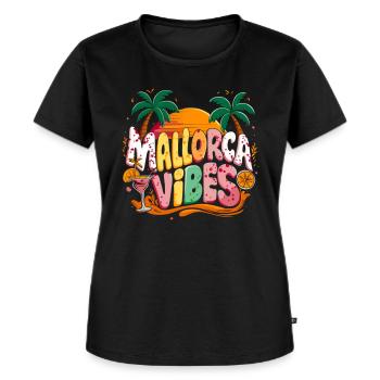 Mallorca Vibes Tropischer Sonnenuntergang Paradies - Frauen Premium Bio T-Shirt - Schwarz - Vorne - Selfina (174cm)