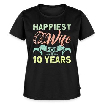 10ème anniversaire de mariage Couple Design 10 ans de mariage - T-shirt Premium bio Femme - noir - Devant - Selfina (174cm)