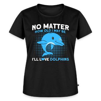 Dolphin Dolphin Lover Animal Dolphins Gift - Women's Premium Organic T-shirt - black - Front - Selfina (174cm)