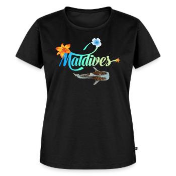 Malediven Walhai Palmen Insel Souvenir Tauchen Hai - Frauen Premium Bio T-Shirt - Schwarz - Vorne - Selfina (174cm)