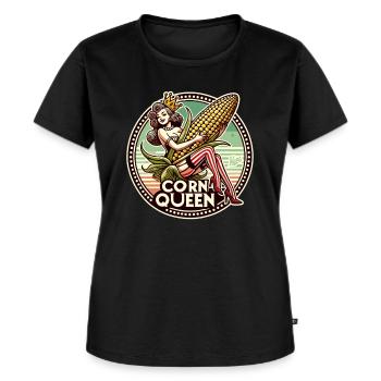 La reine du maïs avec un gros épi de maïs - T-shirt Premium bio Femme - noir - Devant - Selfina (174cm)