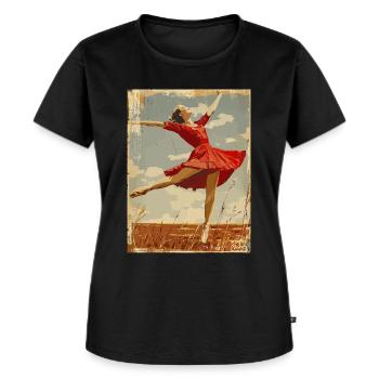 Vintage Ballerina auf dem Feld - Frauen Premium Bio T-Shirt - Schwarz - Vorne - Selfina (174cm)