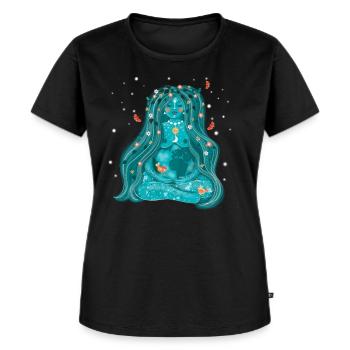 Mutter Erde Gaia - Urgöttin allen Lebens - Frauen Premium Bio T-Shirt - Schwarz - Vorne - Selfina (174cm)
