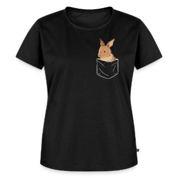 Hase Häschen Tier Haustier Hasen - Frauen Premium Bio T-Shirt - Schwarz - Vorne - Selfina (174cm)