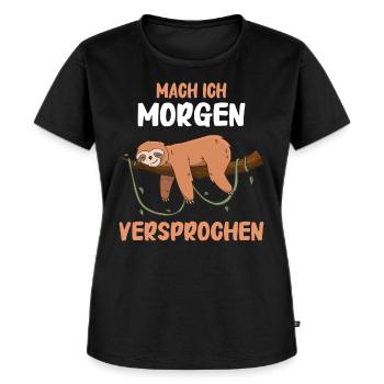 Faultier Faultiere Tier Schlafen Faul - Frauen Premium Bio T-Shirt - Schwarz - Vorne - Selfina (174cm)