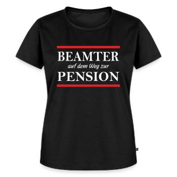 Beamter auf dem Weg zur Pension - Frauen Premium Bio T-Shirt - Schwarz - Vorne - Selfina (174cm)