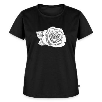 Rose Blume - Frauen Premium Bio T-Shirt - Schwarz - Vorne - Selfina (174cm)