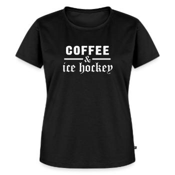 Eishockey & Kaffee - Frauen Premium Bio T-Shirt - Schwarz - Vorne - Selfina (174cm)