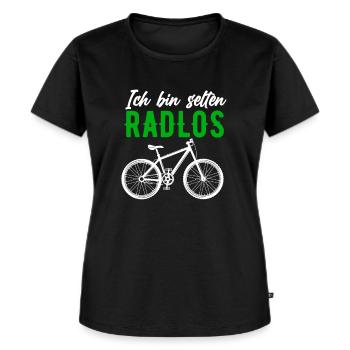 Ich bin selten radlos Fahrrad Radfahrer - Frauen Premium Bio T-Shirt - Schwarz - Vorne - Selfina (174cm)