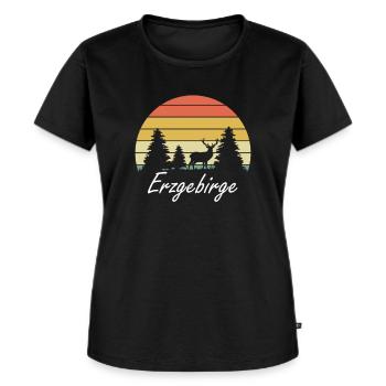 Retro Erzgebirge Sachsen Berge Wandern Geschenke - Frauen Premium Bio T-Shirt - Schwarz - Vorne - Selfina (174cm)