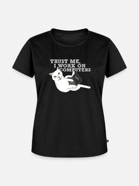 Computer Katze Programmierer - Frauen Premium Bio T-Shirt - Schwarz