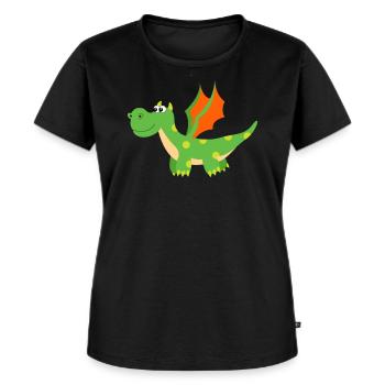 Drache - Frauen Premium Bio T-Shirt - Schwarz - Vorne - Selfina (174cm)