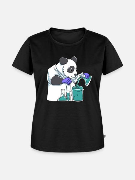 Panda Wissenschaftler - Frauen Premium Bio T-Shirt - Schwarz