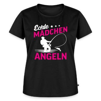 Echte Mädchen Angeln - Frauen Premium Bio T-Shirt - Schwarz - Vorne - Selfina (174cm)