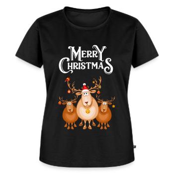 Merry Christmas - Frauen Premium Bio T-Shirt - Schwarz - Vorne - Selfina (174cm)