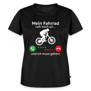 mein Fahrrad ruft mich an t-shirt mountainbike - Frauen Premium Bio T-Shirt - Schwarz - Vorne - Selfina (174cm)