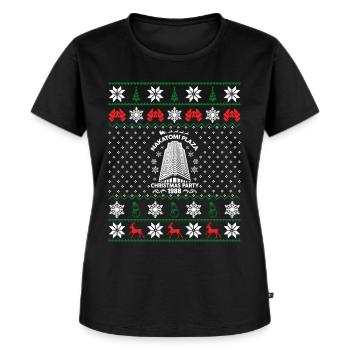 Nakatomi Plaza Christmas Party 1988 Ugly Christmas - Frauen Premium Bio T-Shirt - Schwarz - Vorne - Selfina (174cm)