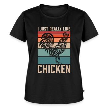 Cock I Juste vraiment rétro Cocks Cock Lover - T-shirt Premium bio Femme - noir - Devant - Selfina (174cm)