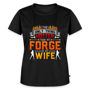 Forging The Only Thing Hotter Anvils Blacksmiths - Frauen Premium Bio T-Shirt - Schwarz - Vorne - Selfina (174cm)