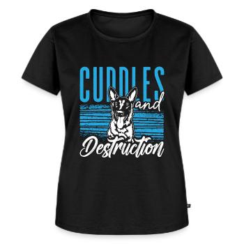 Belgian Malinois Cuddles & Destruction Working Dog - Women's Premium Organic T-shirt - black - Front - Selfina (174cm)