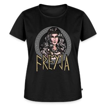 Norse Mythology Freyja Valkyrie Goddess Valknut - Frauen Premium Bio T-Shirt - Schwarz - Vorne - Selfina (174cm)