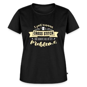 Cross Stitch I Just want to Cross Stitch Needlepoint - Women's Premium Organic T-shirt - black - Front - Selfina (174cm)