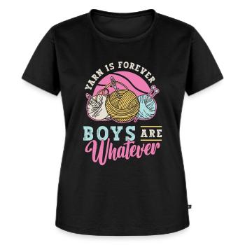 Le crochet du fil est éternel Les garçons sont des travaux d’aiguille - T-shirt Premium bio Femme - noir - Devant - Selfina (174cm)