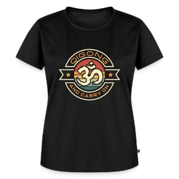 Qigong And Carry On Retro Martial Arts Meditation - Frauen Premium Bio T-Shirt - Schwarz - Vorne - Selfina (174cm)