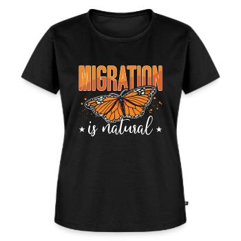 Milkweed Migration Is Natural Monarchs Entomology - Frauen Premium Bio T-Shirt - Schwarz - Vorne - Selfina (174cm)