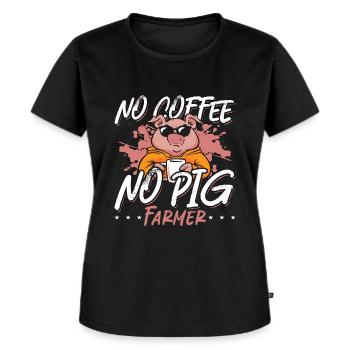 Éleveur de porcs Pas de café Pas d’animaux de la ferme Amateur de café - T-shirt Premium bio Femme - noir - Devant - Selfina (174cm)