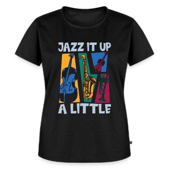 Musique Jazz Jazz It Up Un petit musicien de saxophone - T-shirt Premium bio Femme - noir - Devant - Selfina (174cm)