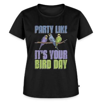 Perruche Faites la fête comme si c’était votre jour d’oiseau amoureux des animaux - T-shirt Premium bio Femme - noir - Devant - Selfina (174cm)