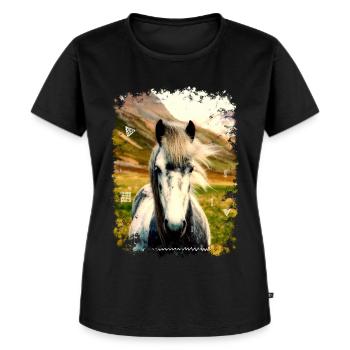 PFERD - Frauen Premium Bio T-Shirt - Schwarz - Vorne - Selfina (174cm)
