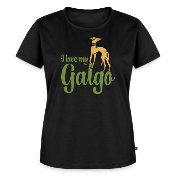 Ich liebe mein Galgo - Frauen Premium Bio T-Shirt - Schwarz - Vorne - Selfina (174cm)