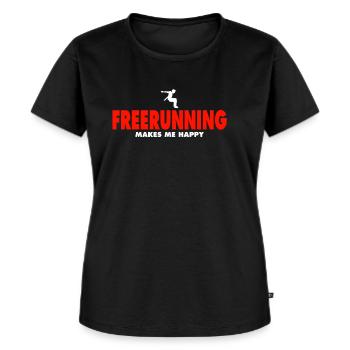 Freerunning Tshirt - T-shirt Premium bio Femme - noir - Devant - Selfina (174cm)