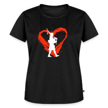 A Heart For Bagpipe - Frauen Premium Bio T-Shirt - Schwarz - Vorne - Selfina (174cm)