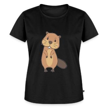 BIEBER - Frauen Premium Bio T-Shirt - Schwarz - Vorne - Selfina (174cm)