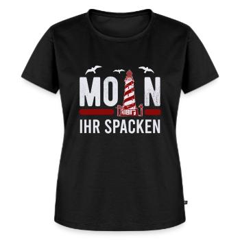Moin ihr Spacken - Frauen Premium Bio T-Shirt - Schwarz - Vorne - Selfina (174cm)