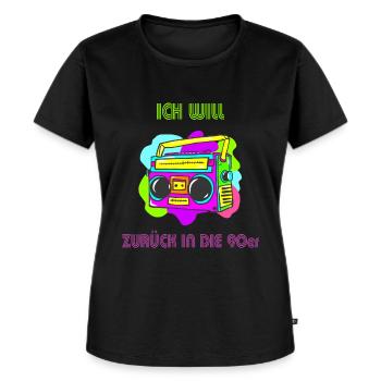 90er jahre - Frauen Premium Bio T-Shirt - Schwarz - Vorne - Selfina (174cm)