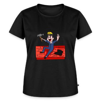 DACHDECKER - Frauen Premium Bio T-Shirt - Schwarz - Vorne - Selfina (174cm)