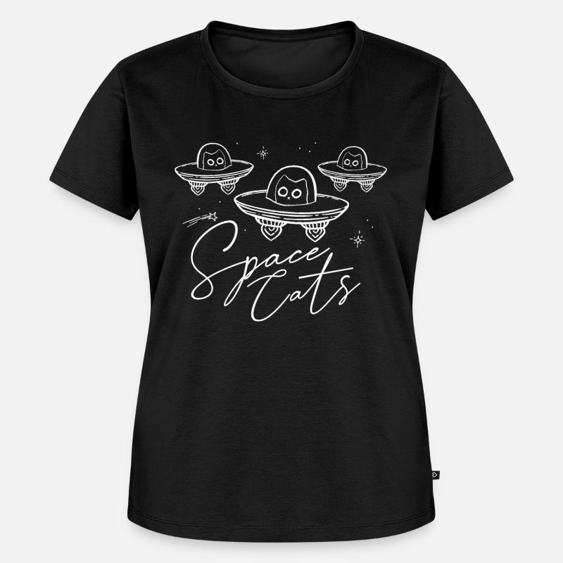 Space Cats - Chat dans UFO | Drôles de chats de l’espace - T-shirt Premium bio Femme - noir