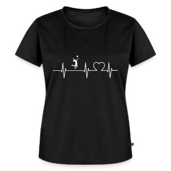 Volleyball Herzschlag Liebe Herz Team Beach Sport - Frauen Premium Bio T-Shirt - Schwarz - Vorne - Selfina (174cm)