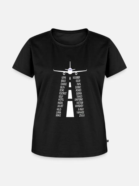 Pilotenalphabet Pilot Flugzeug - Frauen Premium Bio T-Shirt - Schwarz