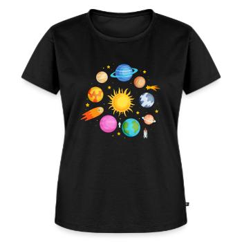 Planeten Universum - Frauen Premium Bio T-Shirt - Schwarz - Vorne - Selfina (174cm)