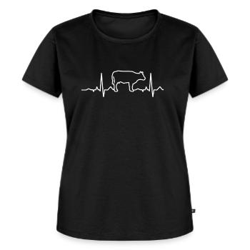 Herzschlag Kuh Kühe - Frauen Premium Bio T-Shirt - Schwarz - Vorne - Selfina (174cm)