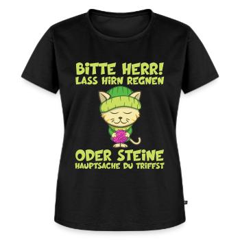 Herr Lass Hirn Regnen Oder Steine Lustige Sprüche - Frauen Premium Bio T-Shirt - Schwarz - Vorne - Selfina (174cm)