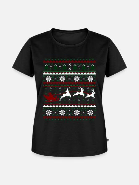 Weihnachten Pixelart Design - Frauen Premium Bio T-Shirt - Schwarz