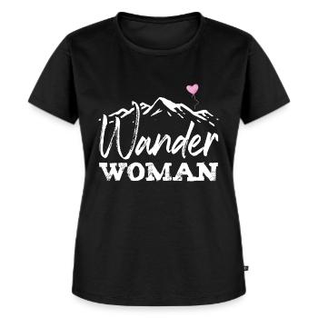 Wander Woman Wanderung Damen Bergsteiger Trekking - Frauen Premium Bio T-Shirt - Schwarz - Vorne - Selfina (174cm)