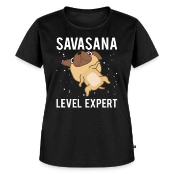 Savasana Level Expert - Frauen Premium Bio T-Shirt - Schwarz - Vorne - Selfina (174cm)
